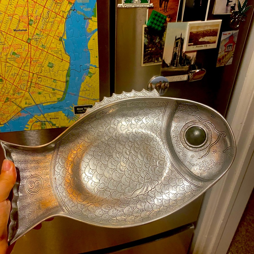 A gorgeous silver serving plate
